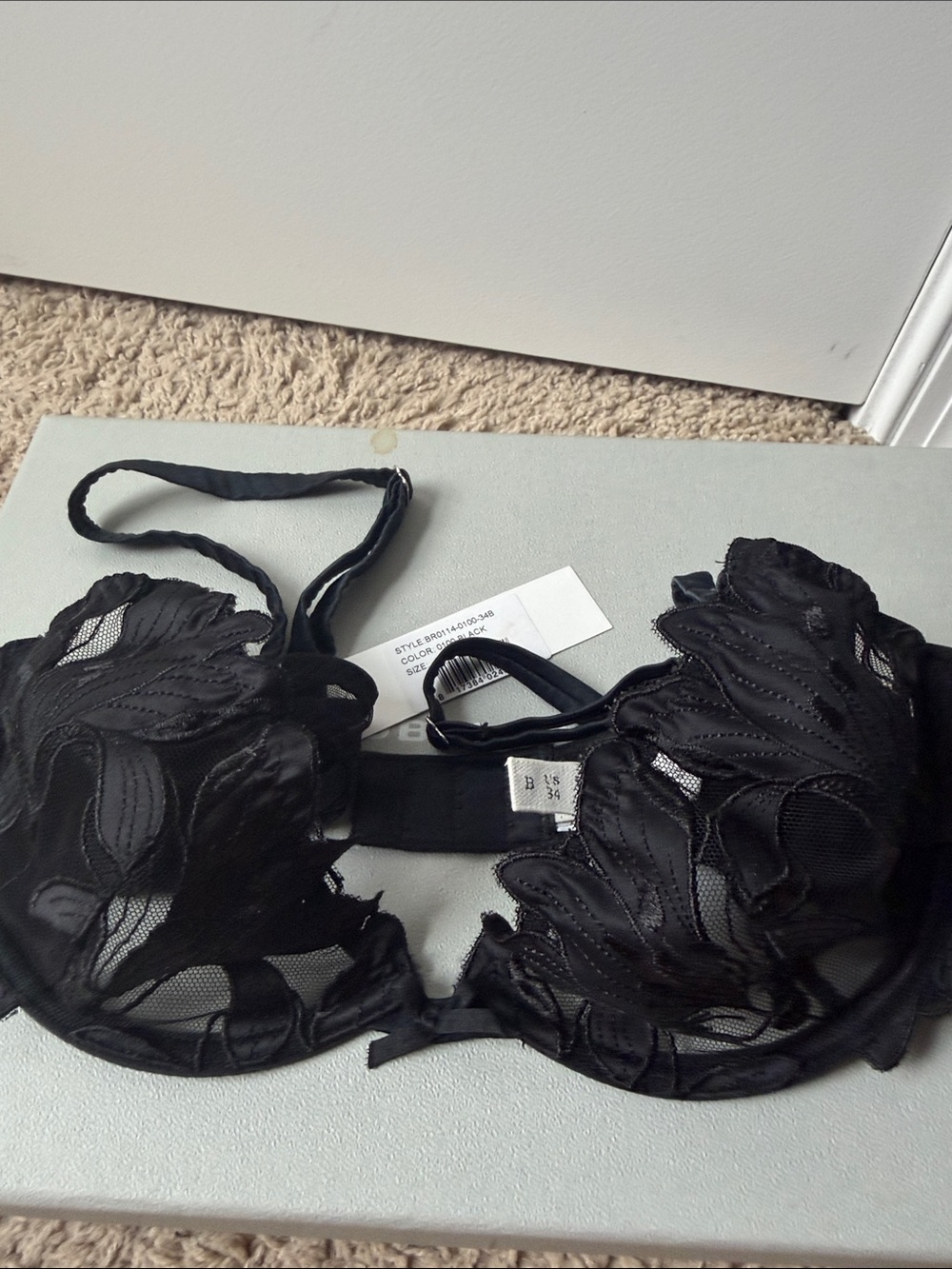 Fleur du Mal Black Sheer Floral Embroidered Underwire Bra - Picture 10 of 10